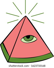 illustration of watermelon icon, sticker,tshirt print, vector illustration