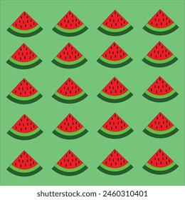 Illustration of watermelon slice. Concept of healthy lifestyle and ripe fruits. Vector Illustration. Abstract watermelon wallpaper.