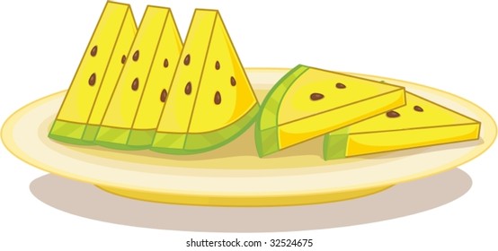 illustration of watermelon slices in a dish