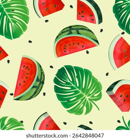 Illustration of watermelon slices with their characteristic red interior