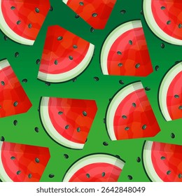 Illustration of watermelon slices with their characteristic red interior