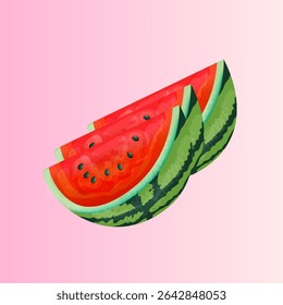Illustration of watermelon slices with their characteristic red interior