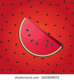 Illustration of watermelon slices with their characteristic red interior