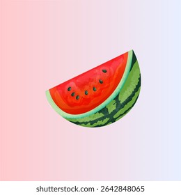 Illustration of watermelon slices with their characteristic red interior