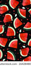 Illustration of watermelon slices with their characteristic red interior