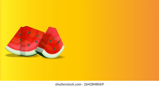 Illustration of watermelon slices with their characteristic red interior