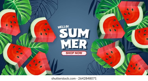 Illustration of watermelon slices with their characteristic red interior