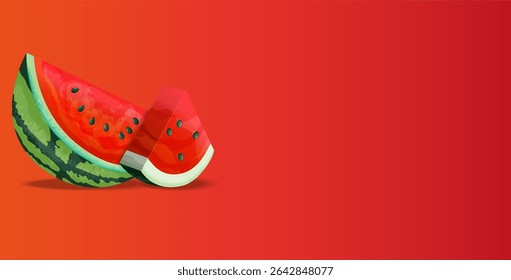 Illustration of watermelon slices with their characteristic red interior