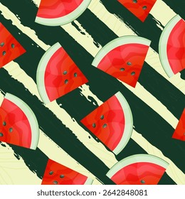 Illustration of watermelon slices with their characteristic red interior