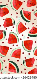 Illustration of watermelon slices with their characteristic red interior