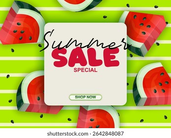 Illustration of watermelon slices with their characteristic red interior