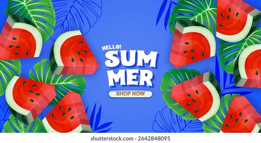 Illustration of watermelon slices with their characteristic red interior