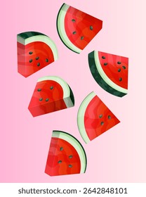 Illustration of watermelon slices with their characteristic red interior