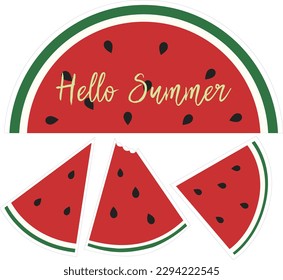 illustration of watermelon stickers, sweet summer