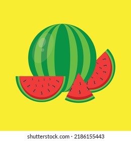 
ilustración vector sandía con fondo amarillo