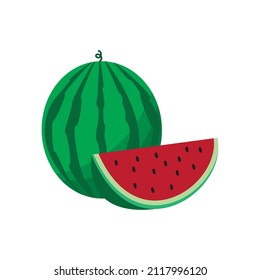 Illustration of watermelon. Water melon on white background.