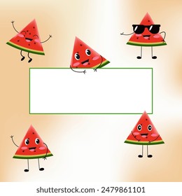 Illustration with watermelons and space for your text. Cheerful summer picture for announcements and different text. The illustration is suitable for design of summer events. Vector in eps format 10. 