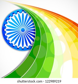 illustration of wave of Indian flag tricolor with Ashok Chakra