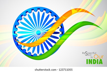 Illustration Wave Indian Flag Tricolor Ashok Stock Vector (Royalty Free ...