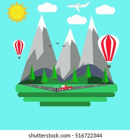Illustration of a wave and the mountain.