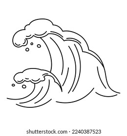 Illustration of wave with sea foam. Ocean or water splash.