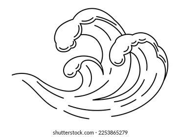 Illustration of wave with sea foam. Ocean or water splash.