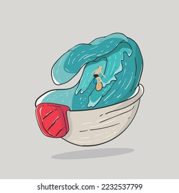 Ilustración de las olas y la comida