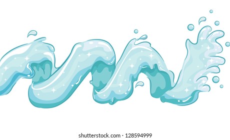 Illustration of Waves Splashing Against a White Background