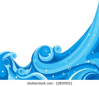 Illustration Waves Splashing Against White Background Stock Vector ...