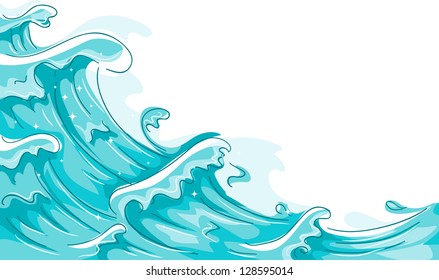 Illustration of Waves Splashing Against a White Background