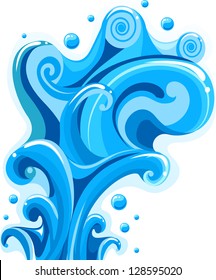 Illustration of Waves Splashing Against a White Background