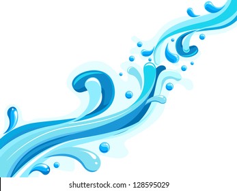 Illustration of Waves Splashing Against a White Background