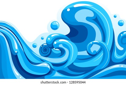 Illustration of Waves Splashing Against a White Background