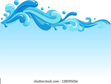 Illustration of Waves Splashing Against a White Background