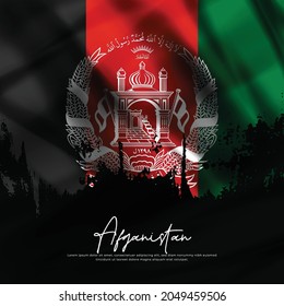 illustration of waving Afghanistan flag silk grunge background	
