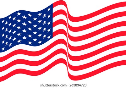 Illustration Waving American Flag Stock Vector (Royalty Free) 263834723 ...