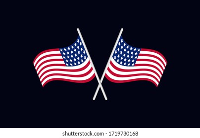 illustration of waving American Flag on dark background