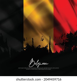 illustration of waving Belgium flag silk grunge background