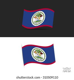 illustration of waving Belize Flag on black and white  background.