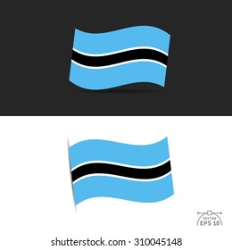 illustration of waving Botswana Flag on black and white  background.