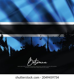 illustration of waving Botswana flag silk grunge background