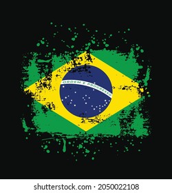 illustration of waving Brazil flag silk grunge background	