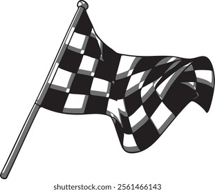 Illustration of a waving checkered flag, symbolizing the thrill of racing and victory. Perfect for motorsport enthusiasts and fans of dynamic, competitive art