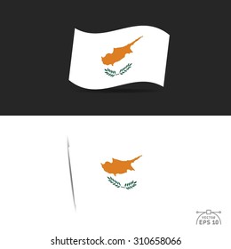 illustration of waving Cyprus Flag on black and white  background.