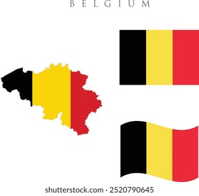 ilustração acenando bandeira da Bélgica. Bandeira da Bélgica. Símbolo de Bélgica. Bandeira de Bélgica em Plano de Fundo Cinza com espaço para cópia. Símbolo da Bélgica.