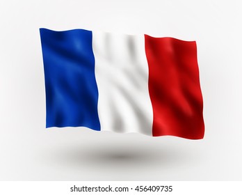 Illustration of waving flag of France, isolated flag icon, EPS 10 contains transparency.