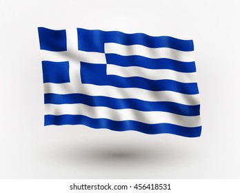 Illustration of waving flag of Greece, isolated flag icon, EPS 10 contains transparency.
