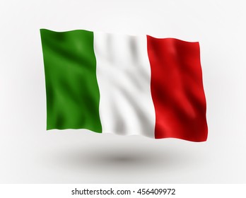 Illustration of waving flag of Italy, isolated flag icon, EPS 10 contains transparency.