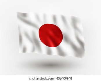 Illustration of waving flag of Japan, isolated flag icon, EPS 10 contains transparency.