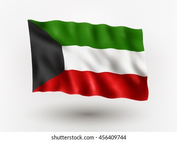 Illustration of waving flag of Kuwait, isolated flag icon, EPS 10 contains transparency.